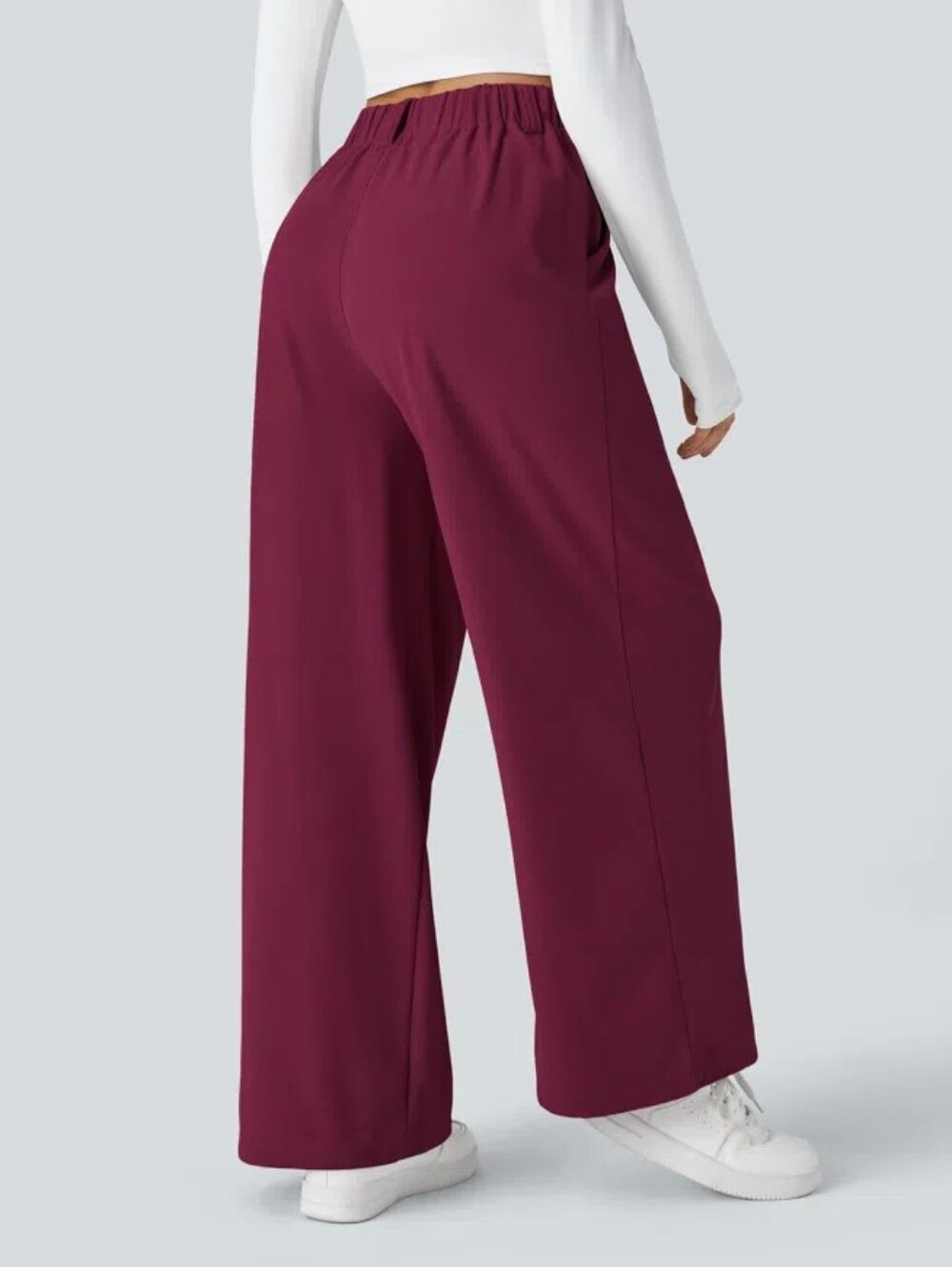 Halara NWT Flex High Waisted Pocket Wide Leg Waffle Work Anemone Pants L